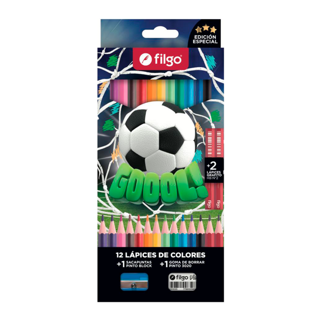 Lapices de Colores Pinto con Kit Futbol x12