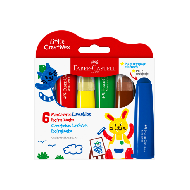 Marcadores Lavables Extra Jumbo x6 Faber-Castell